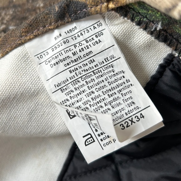 Men's Carhartt RealTree Overalls, size 32x34 - Picture 3 of 4